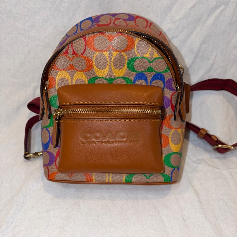 Gently Used Coach Unisex Rainbow Pride Signature C-Print Mini Backpack Leather